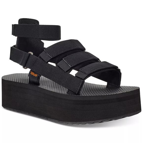 Teva Women Flatform Mevia Platform Gladiator Sandals Size US 10 Black - Picture 1 of 6